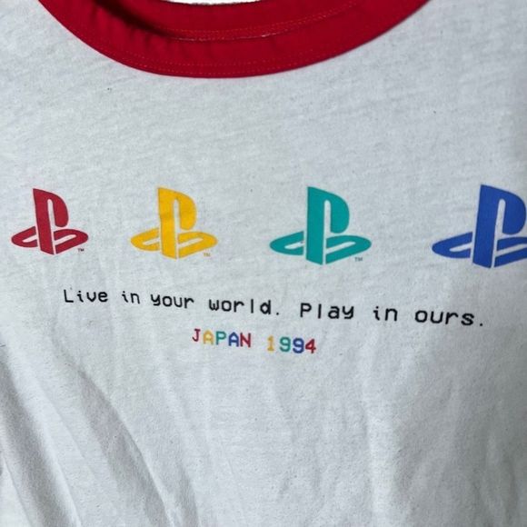 VTG 1994 PlayStation Japan Crop Shirt Womens Small - Picture 2 of 4